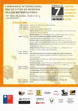 I Seminario Internacional Red de Sitios de Memoria Región Metropolitana: "20 años de luchas,...