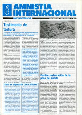 Amnistía Internacional. Boletín Informativo n° 12 (volumen IX)