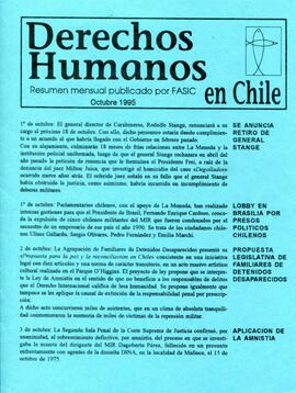 Derechos Humanos en Chile. Resumen mensual publicado por FASIC. Octubre 1995