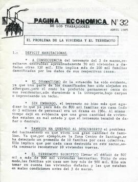 Página Económica. El problema de la vivienda y el terremoto.