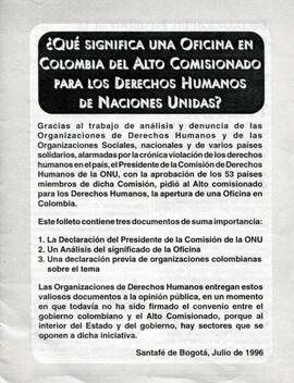 ¿Qué significa una Oficina en Colombia del Alto Comisionado para los Derechos Humanos de Naciones...