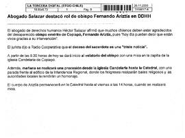 Abogado Salazar destacó rol de obispo Fernando Ariztía en DDHH