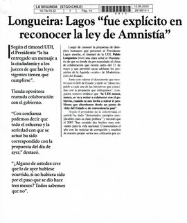 Longueira: Lagos "fue explícito en reconocer la ley de Amnistía"