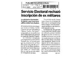 Servicio Electoral rechazó inscripción de ex militares