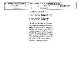 Cerrado sumario por caso Mery