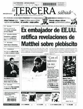 Ex embajador de EE.UU. Ratifica revelaciones de Matthei sobre plebiscito