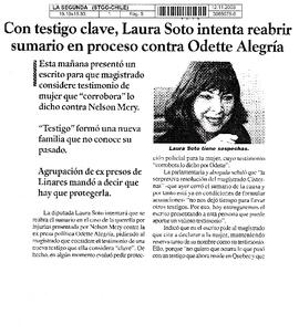 Con testigo clave, Laura Soto intenta reabrir sumario en proceso contra Odette Alegría