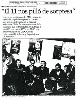 "El 11 nos pilló de sorpresa"