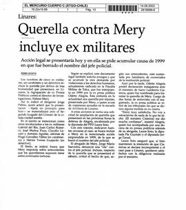 Linares: Querella contra Mery incluye ex militares