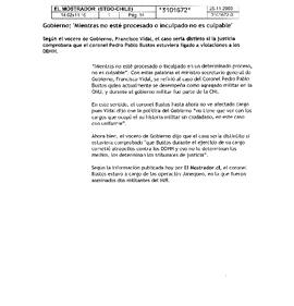 Gobierno: "Mientras no esté procesado o inculpado no es culpable"