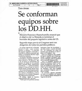 Tres áreas: Se conforman equipos sobre los DD.HH.