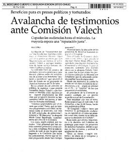 Avalancha de testimonios ante Comisión Valech
