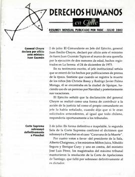 Derechos Humanos en Chile. Resumen mensual publicado por FASIC.