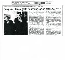 Congreso planea gesto de reconciliación antes del "11"