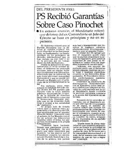 PS recibió Garantías sobre Caso Pinochet