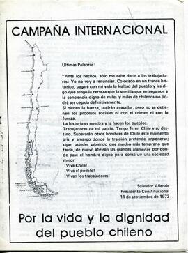 Campaña Internacional. Por la vida y la dignidad del pueblo chileno
