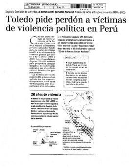 Toledo pide perdón a víctimas de violencia política en Perú.