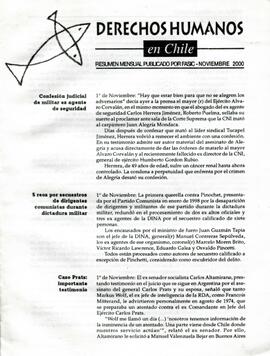 Derechos Humanos en Chile. Resumen mensual publicado por FASIC.