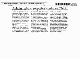 Aylwin rechaza sospechas contra su ONG.
