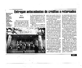 Entregan antecedentes de créditos a retornados