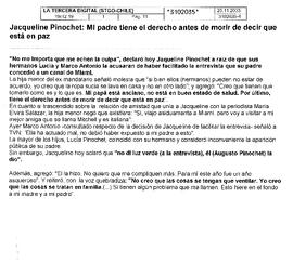 Jacqueline Pinochet :Mi padre tiene el derecho antes de morir de decir que está en paz