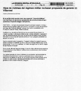Hijos de víctimas del régimen militar rechazan propuesta de general (R) Villarroel.
