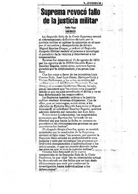 Suprema revocó fallo de la justicia militar