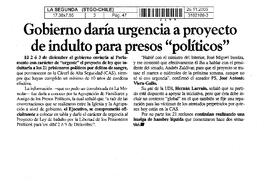 Gobierno dará urgencia a proyecto de indulto para presos "políticos"