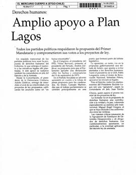 Amplio apoyo a Plan Lagos