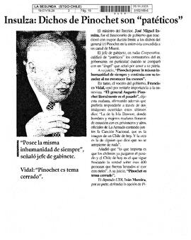 Insulza: "dichos de Pinochet son patéticos"
