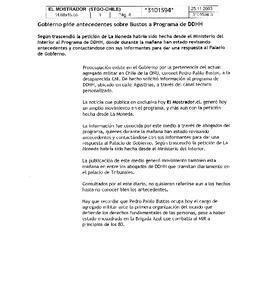 Gobierno pide antecedentes sobre Bustos a Programa de DDHH