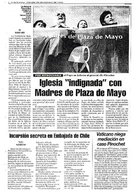 Iglesia "indignada con Madres de Plaza de Mayo