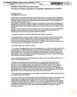 Contralmirante Arturo Ojeda. "En Dawson había 3 opciones: ser amables, indiferentes o pesado...