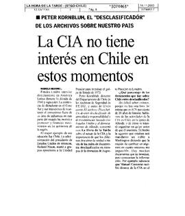 La CIA no tiene interés en Chile en estos momentos