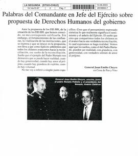 Palabras del Comandante en Jefe del Ejército sobre propuesta de Derechos Humanos del gobierno