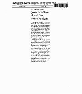 Justicia italiana decide hoy sobre Podlech.