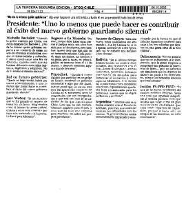 Presidente: "Uno lo menos que puede hacer es contribuir al éxito del nuevo gobierno guardand...