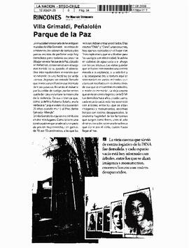 Villa Grimaldi, Peñalolén,  Parque de la Paz.