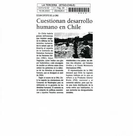 Cuestionan desarrollo humano en Chile