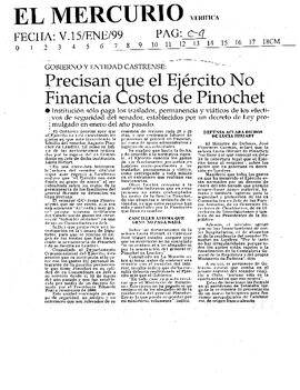 Precisan que el Ejército No Financia Costos de Pinochet