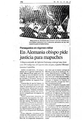 En Alemania obispo pide justicia para mapuches