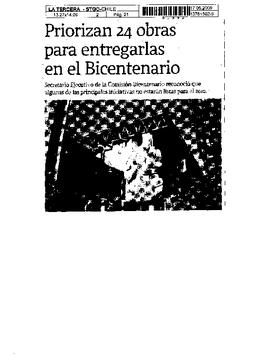 Priorizan 24 obras para entregarlas en el Bicentenario.