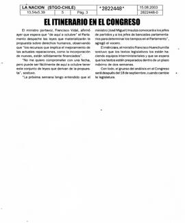 El Itinerario en el congreso