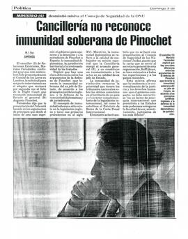 Cancillería no reconoce inmunidad soberana de Pinochet