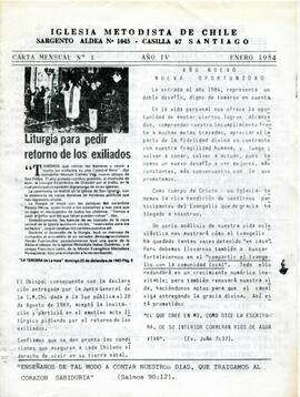 Iglesia Metodista de Chile. Carta mensual n° 1