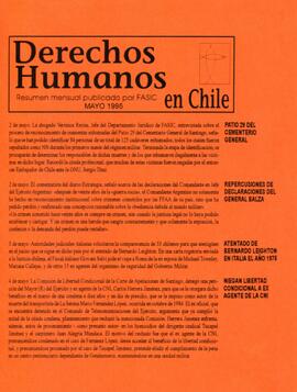 Derechos Humanos en Chile. Resumen mensual publicado por FASIC. Mayo 1995.