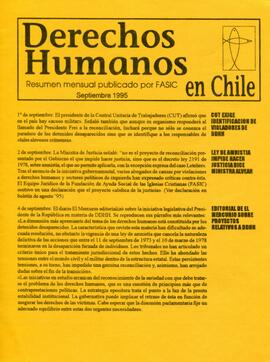 Derechos Humanos en Chile. Resumen mensual publicado por FASIC. Septiembre 1995