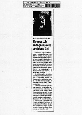 Dolmestch indaga nuevos archivos CNI.