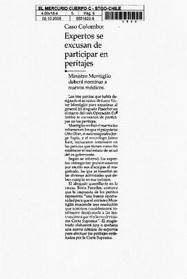 Caso Colombo: Expertos se excusan de participar en peritajes.