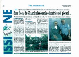 Suor Rosa, da 65 anni missionaria educatrice dei giovani